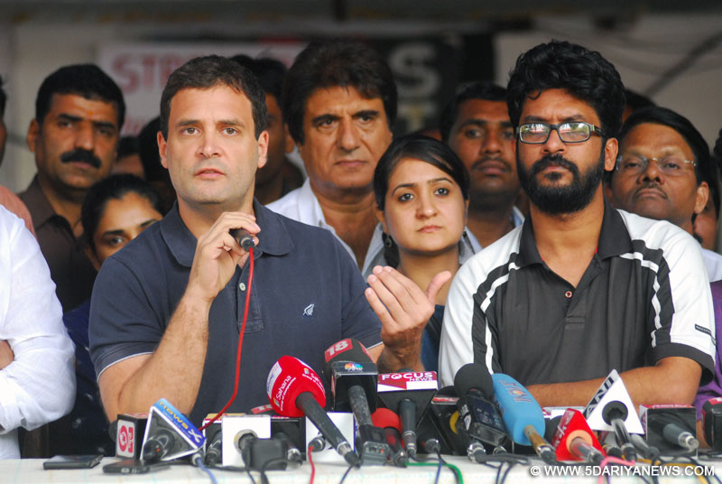 Pune: Congress vice president Rahul Gandhi during a press conference at Film and Television Institute of India in Pune, on July 31, 2015.