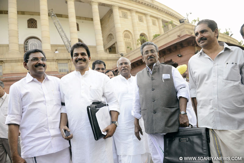 Leader of the Congress parliamentary party in Lok Sabha Mallikarjun Kharge at the Parliament in New Delhi, on Aug 3, 2015.