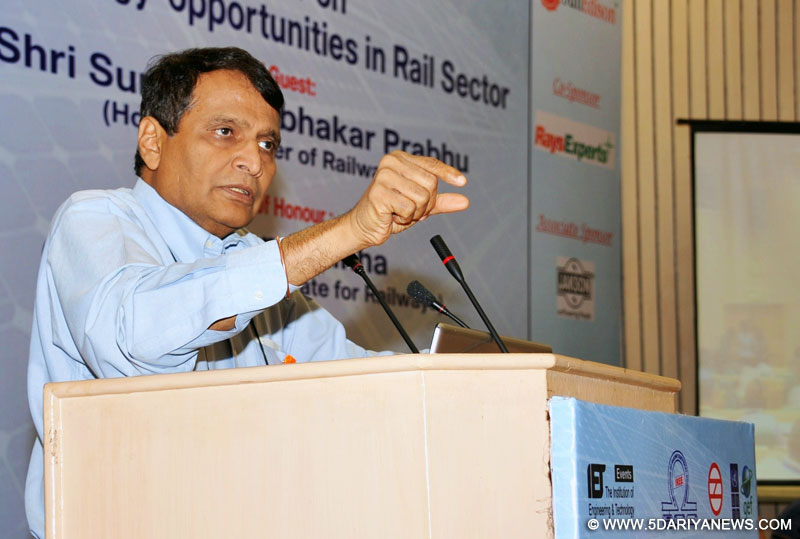 Suresh Prabhakar Prabhu addressing at the inauguration of a Seminar on Solar Energy-opportunities in Rail Sector, organised by the Institution of Railway Electrical Engineers, the Delhi Metro Rail Corporation and the Institute of Engineering and Technology, in New Delhi on August 04, 2015.