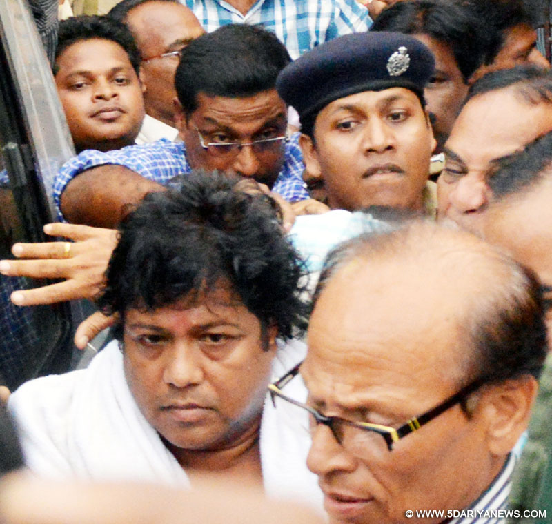 Controversial godman Sarathi Baba being taken away from a local court after his bail rejected in Bhubaneswar on Aug 8, 2015.