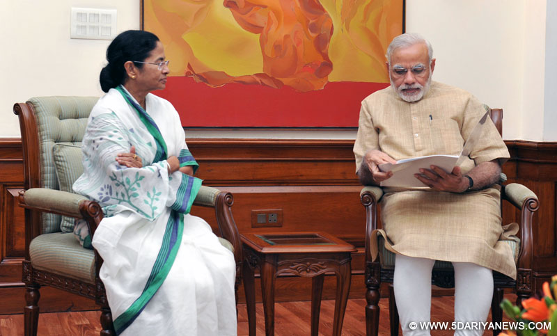 The Chief Minister of West Bengal, Ms. Mamata Banerjee calling on the Prime Minister, Shri Narendra Modi, in New Delhi on August 12, 2015.