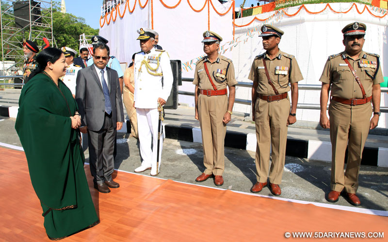 Tamil Nadu Chief Minister J Jayalalithaa during the 69th Independence day celebration in Chennai, on Aug 15, 2015.