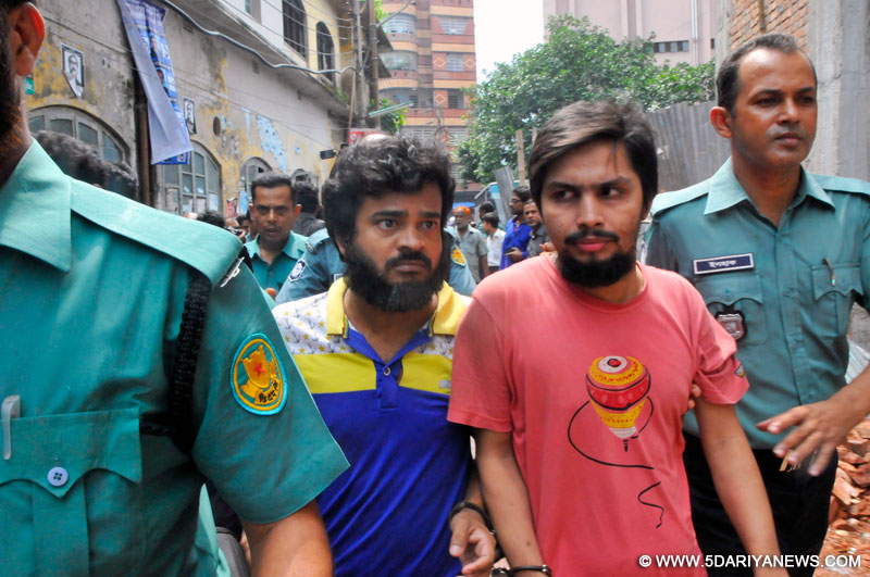 Two suspects of a murder case of Bangladeshi bloggers arrive to a court for appeal in Dhaka, capital of Bangladesh