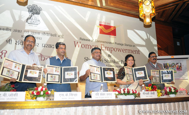 The Union Minister for Communications & Information Technology, Shri Ravi Shankar Prasad releasing the Commemorative Postage Stamps on “Women Empowerment”, in New Delhi on September 02, 2015.