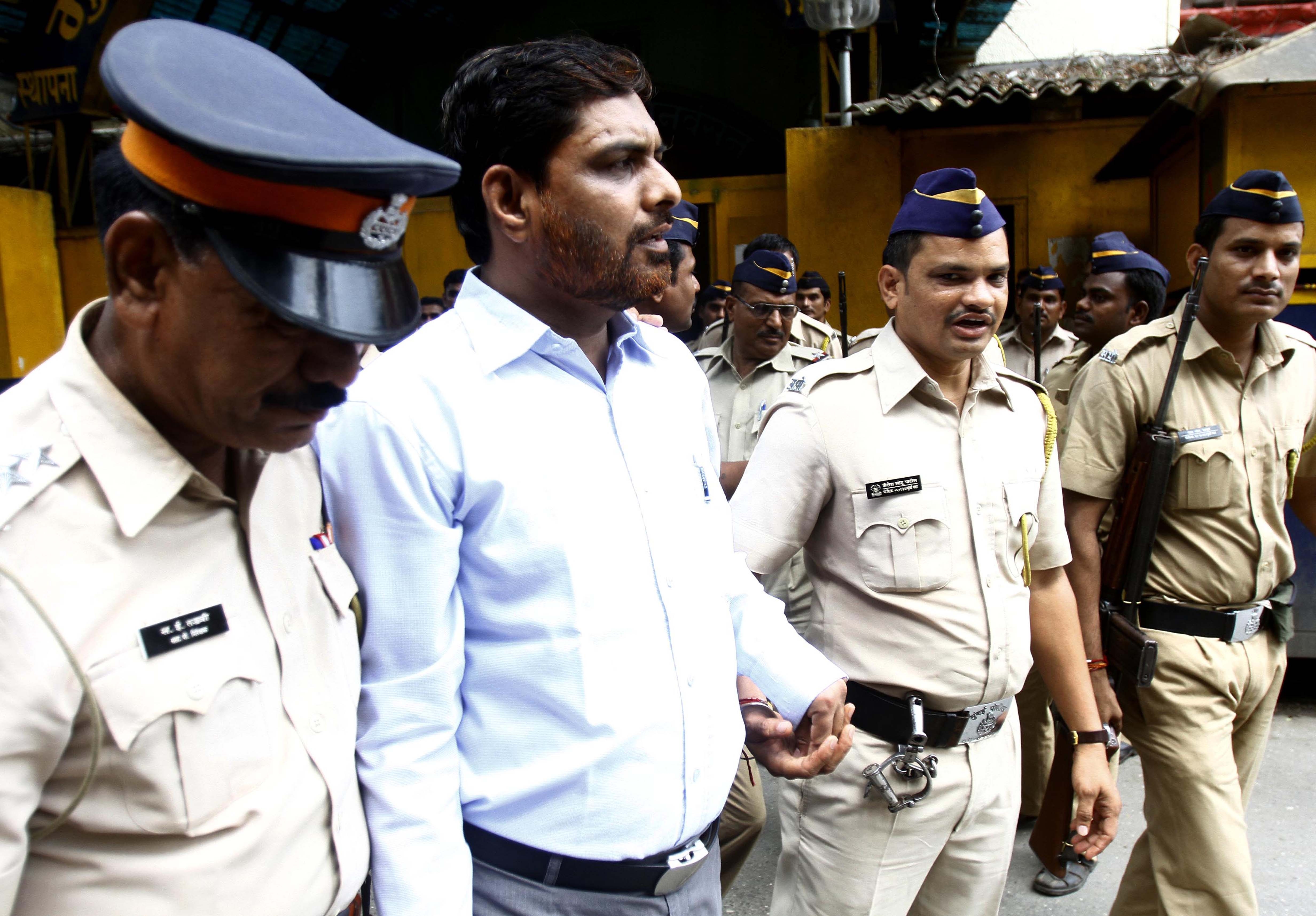 The accuseds of 7/11 Mumbai train blasts case being taken away after produced at a special MCOCA court in Mumbai on Sep 11, 2015. 