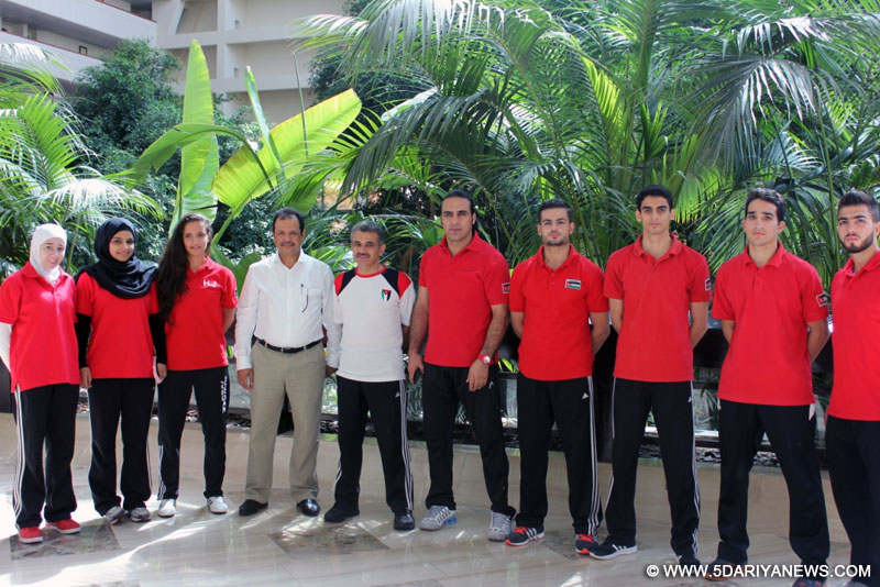 Sports teams arrive in Sharjah to compete in the 2015 West Asian Karate Championship