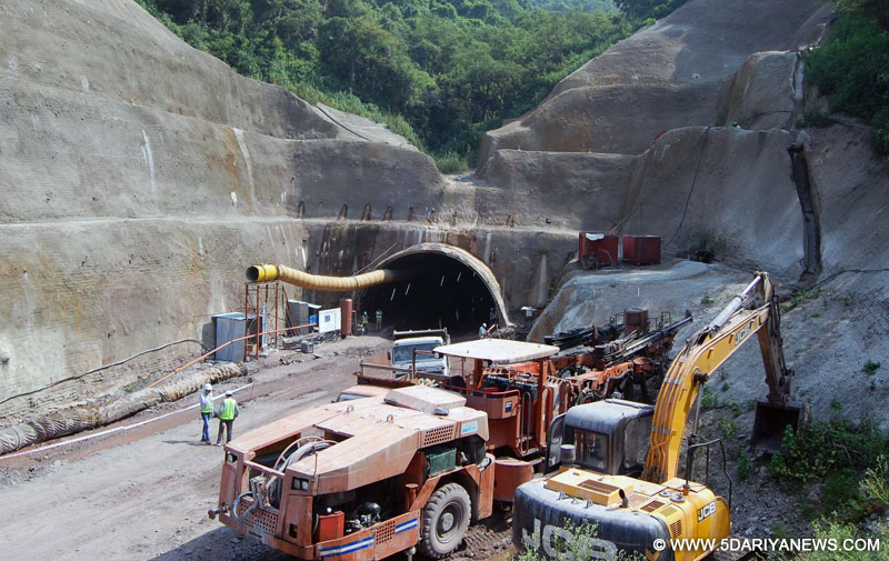 The under-construction tunnel that collapsed near Bilaspur, Himachal Pradesh trapping three labourers on Sep 13, 2015.