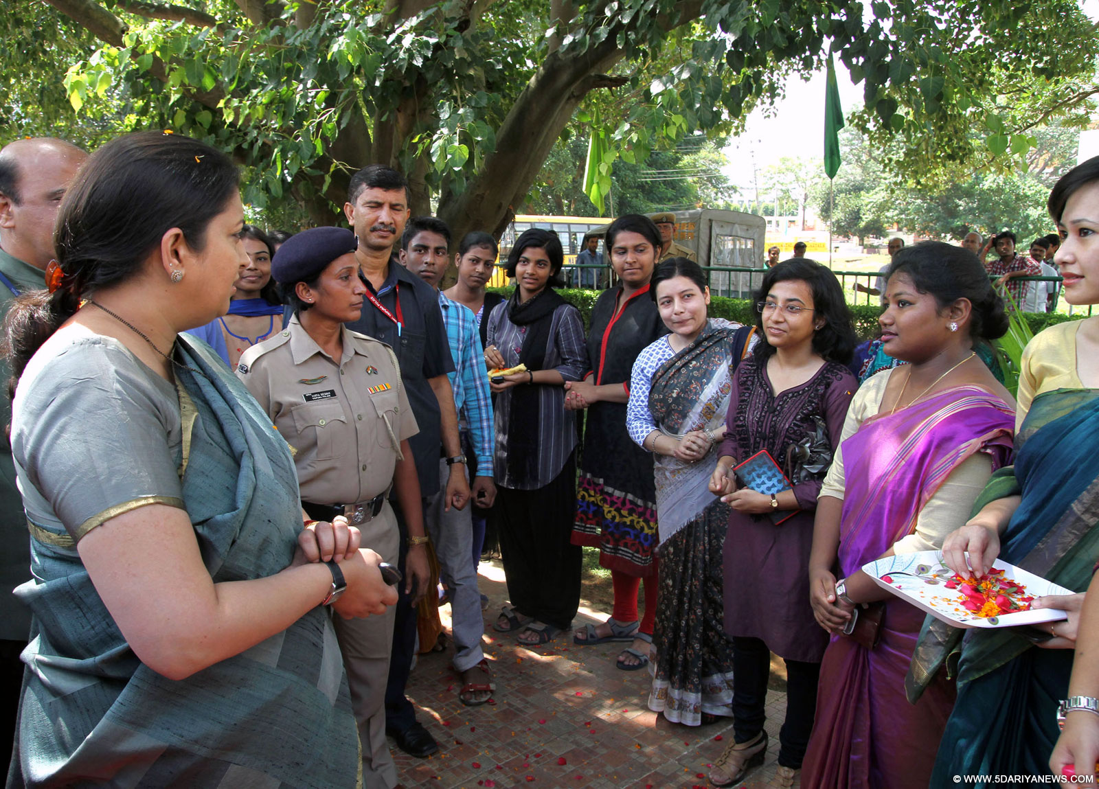 The Union Minister for Human Resource Development, Smt. Smriti Irani interacting with students of NIT, Agartala, in Tripura on September 18, 2015.