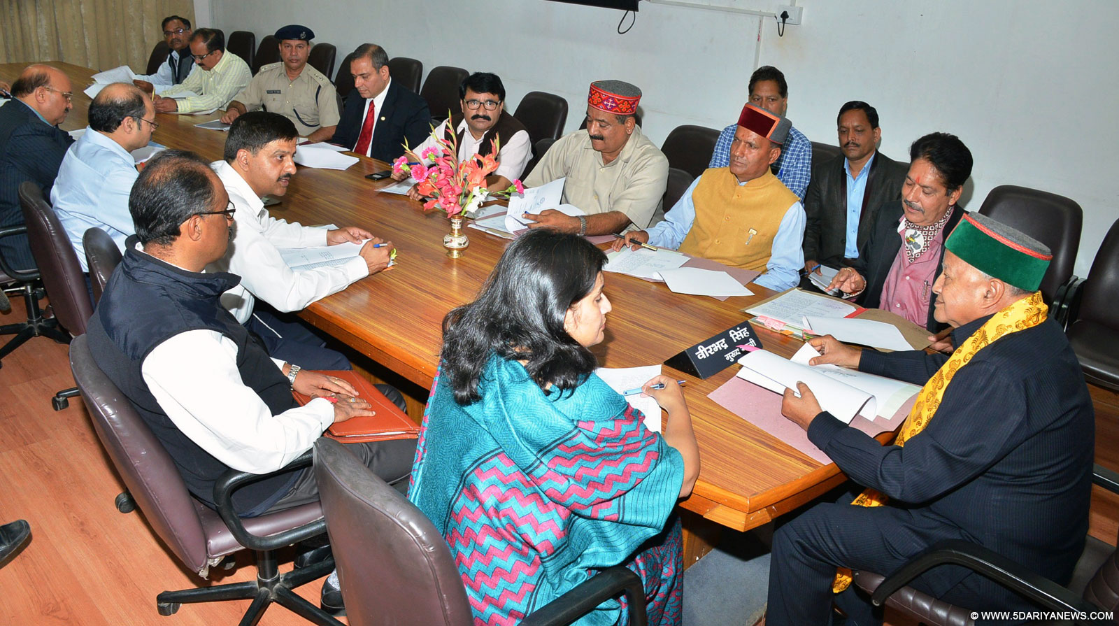 Chief Minister Shri Virbhadra Singh  presiding over Kullu Dussehra meeting at Shimla on 19 Sep 2015.