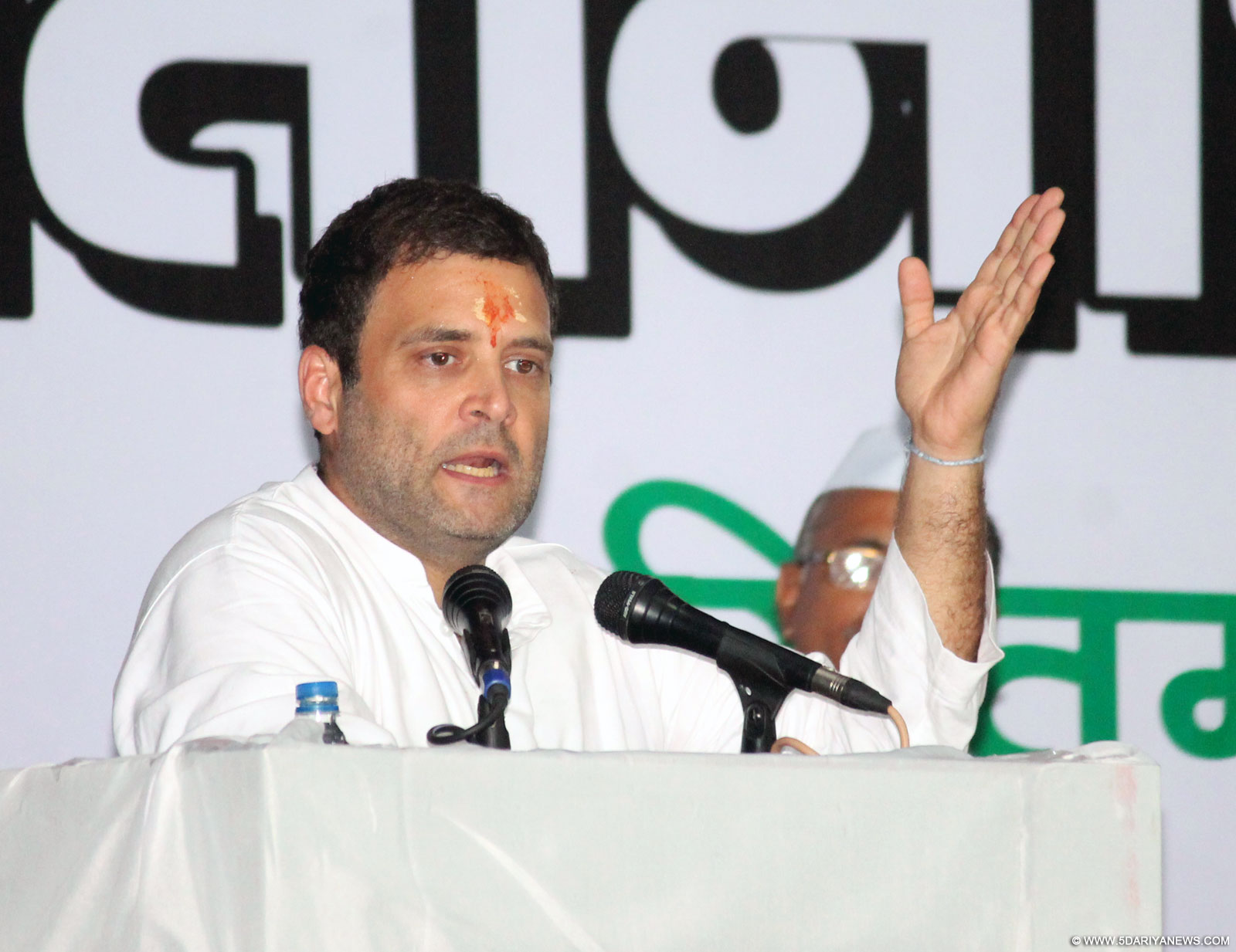  Congress vice president Rahul Gandhi addresses during a party rally in Mathura, on Sep 21, 2015.