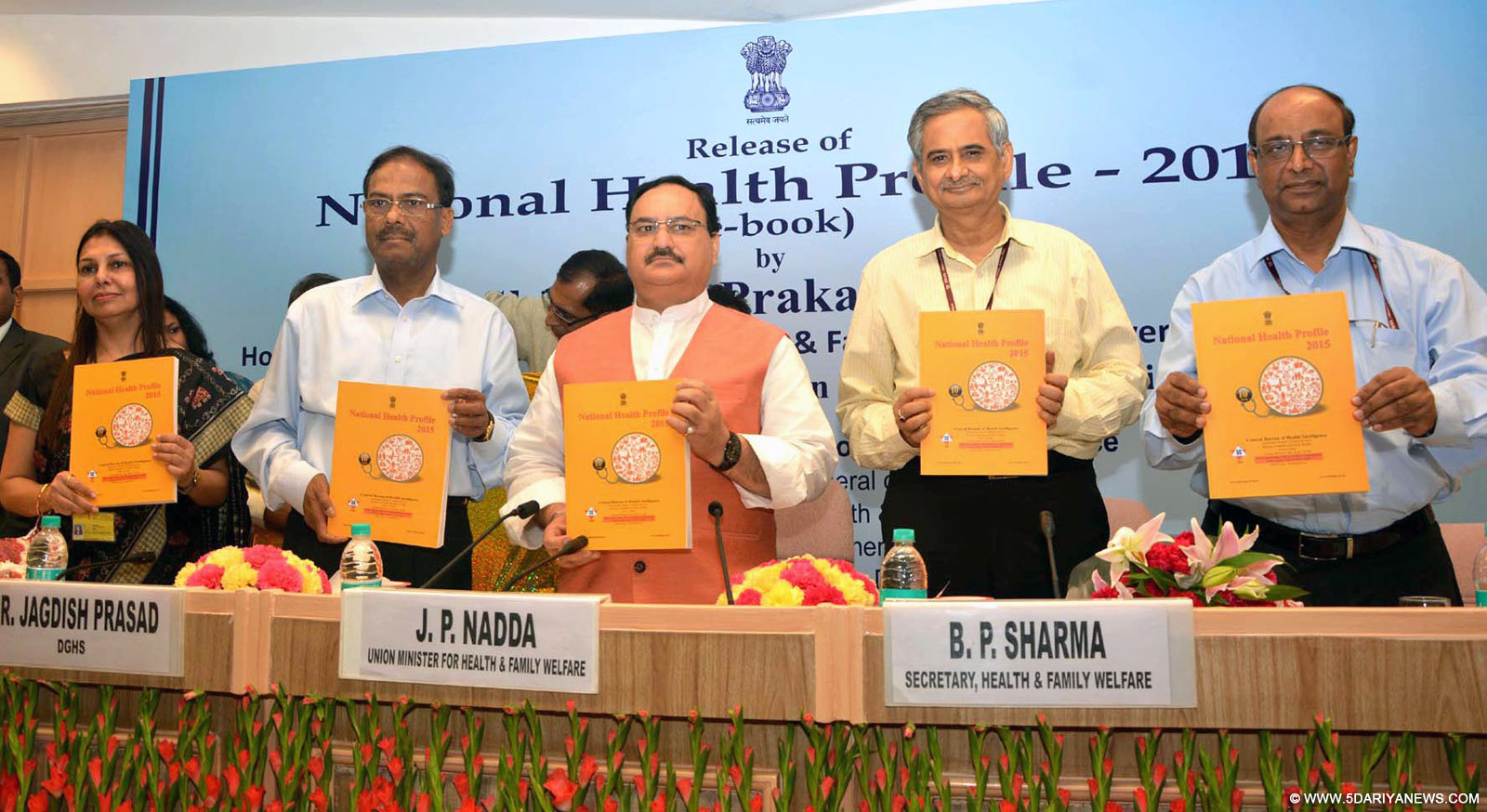 The Union Minister for Health & Family Welfare, Shri J.P. Nadda releasing the “National Health Profile-2015”, published by the Central Bureau of Health Intelligence (CBHI), in New Delhi on September 22, 2015. The secretary, Ministry of Health and Family Welfare, Shri B.P. Sharma and the DGHS, Dr. (Prof.) Jagdish Prasad are also seen.
