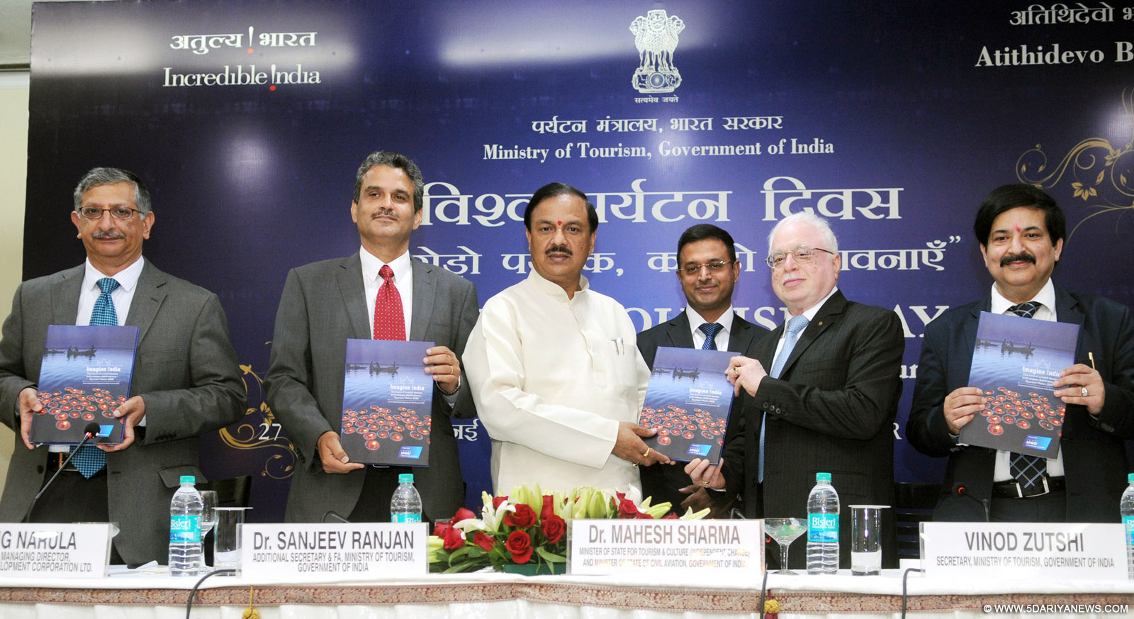 The Minister of State for Culture (Independent Charge), Tourism (Independent Charge) and Civil Aviation, Dr. Mahesh Sharma releasing the “Discover India” fares of Air India & other Airlines, on the occasion of World Tourism Day on the Topic of “One Billion Tourist One Billion Opportunities”, in New Delhi on September 27, 2015. The Secretary of Tourism, Shri Vinod Zutshi and other dignitaries are also seen.