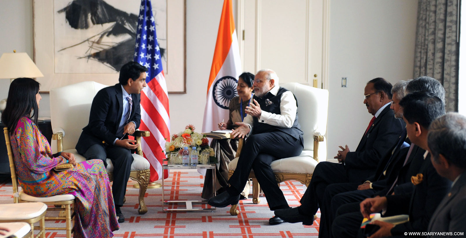 The Prime Minister, Shri Narendra Modi with the Founder and CEO, Khan Academy, Mr. Salman Khan, in San Jose, California on September 27, 2015.