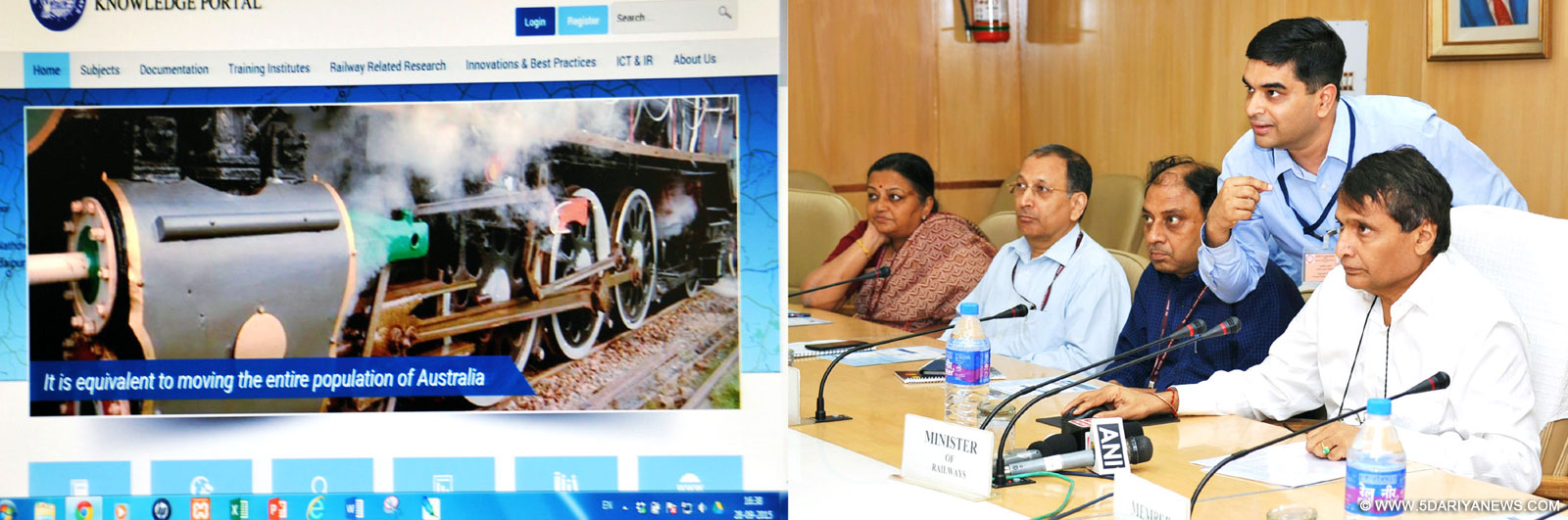 The Union Minister for Railways, Shri Suresh Prabhakar Prabhu launching the Indian Railway Knowledge Portal namely (www.kportal.indianrailways.gov.in) through video conferencing from Rail Bhavan, in New Delhi on September 28, 2015.