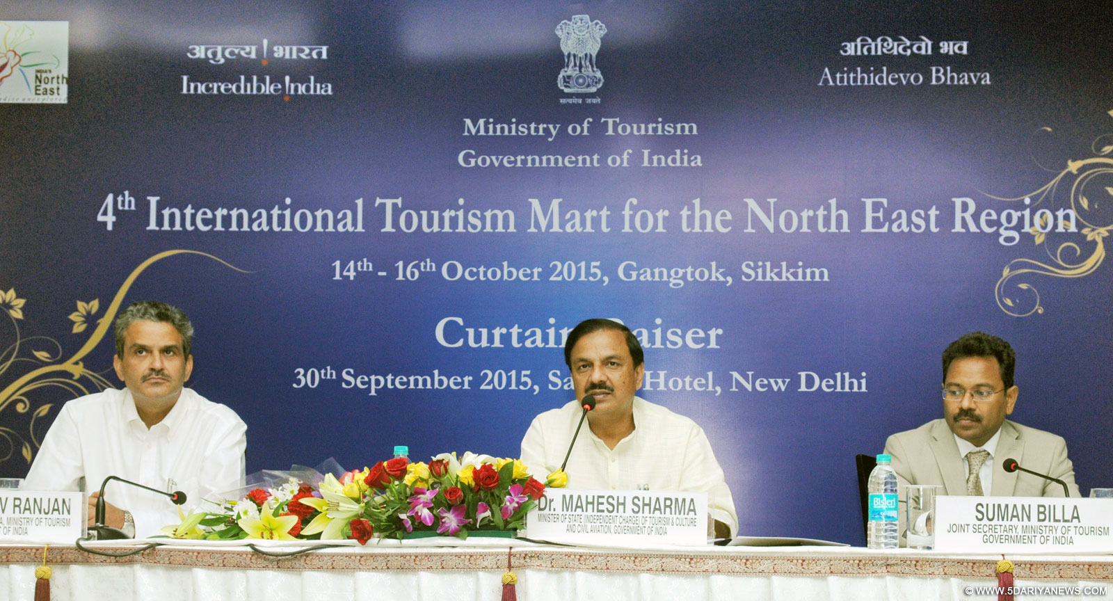 The Minister of State for Culture (Independent Charge), Tourism (Independent Charge) and Civil Aviation, Dr. Mahesh Sharma addressing a Curtain raiser cum pre-event Press Conference for 4th International Tourism Mart (ITM), in New Delhi on September 30, 2015.