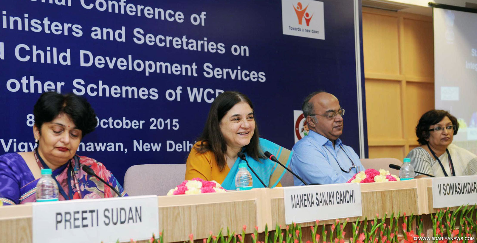 Maneka Sanjay Gandhi addressing at the inauguration of the National Conference of the State Ministers and Principal Secretaries/Secretaries of WCD to review the implementation of various schemes of Ministry, in New Delhi on October 08, 2015. 