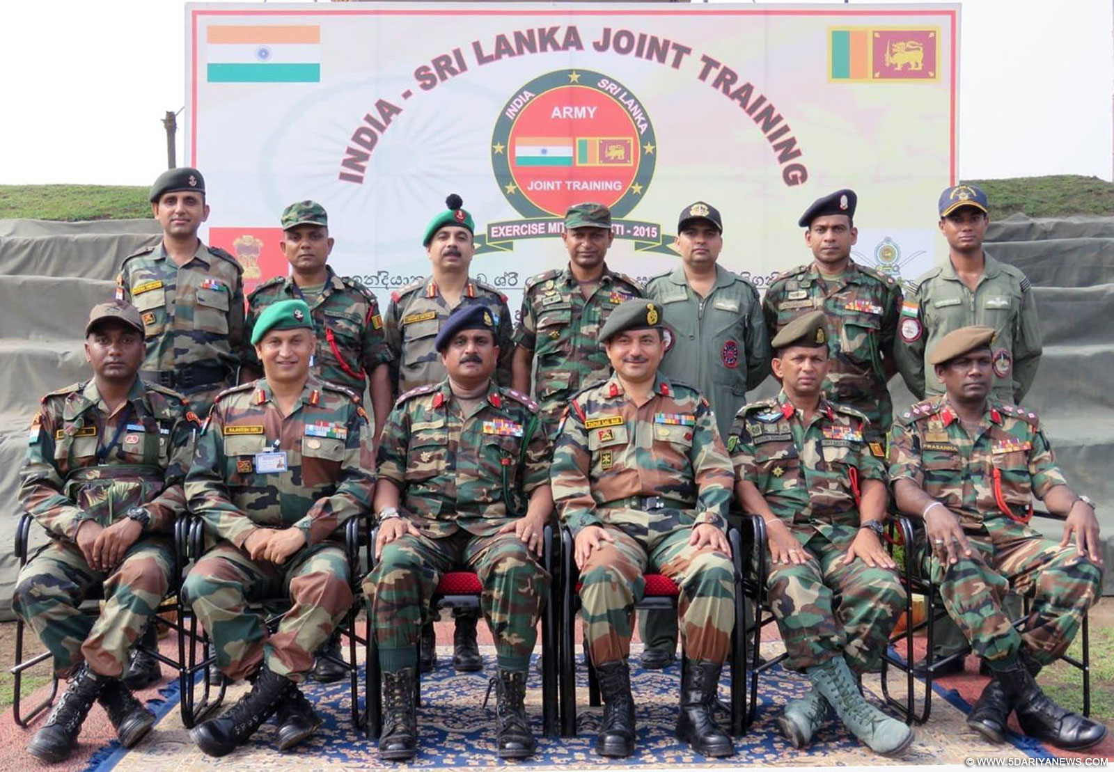 A Group photo of Indian-Sri Lankan Army during Joint Training Exercise-Mitra Shakti-2015 at Aundh Military Camp, in Pune on October 12, 2015.