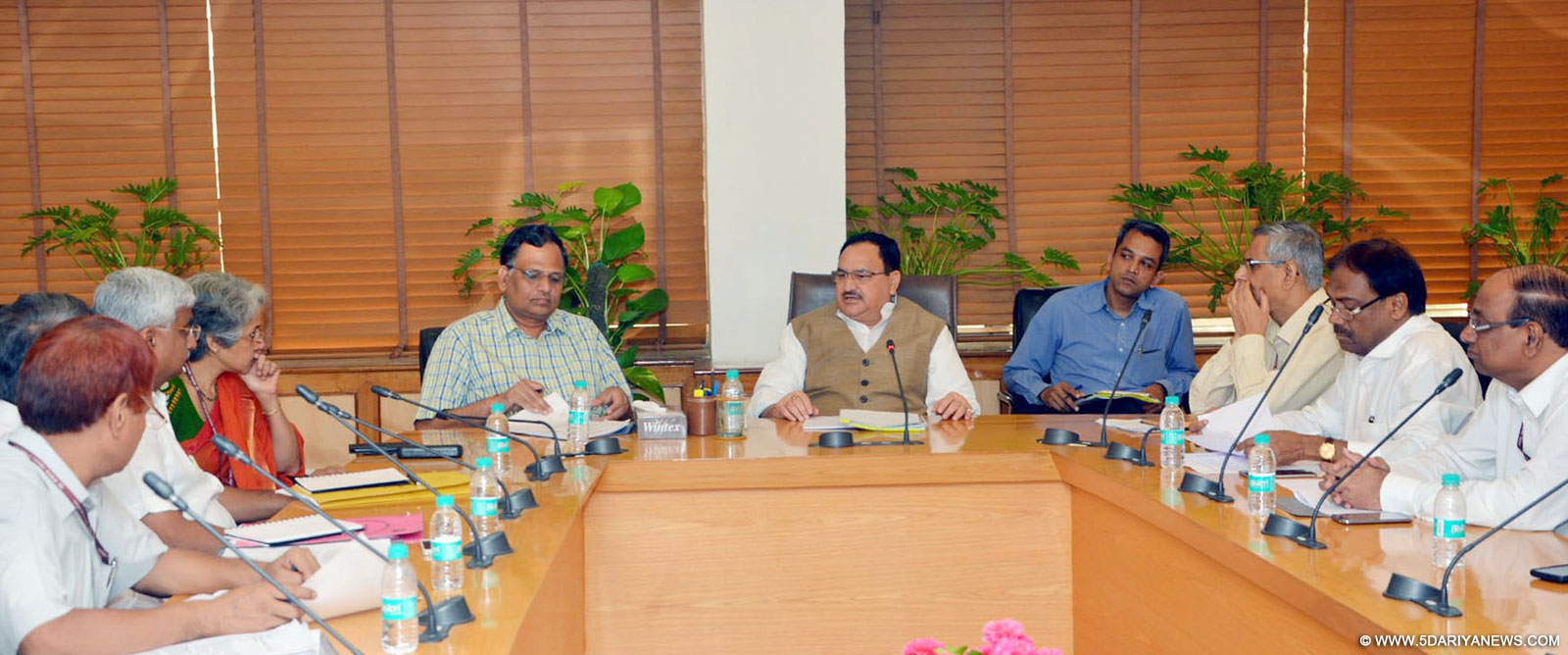 The Union Minister for Health & Family Welfare, Shri J.P. Nadda chairing the review meeting on Swine Flu Preparedness, in New Delhi on Tuesday, October 13, 2015. The Secretary, Ministry of Health and Family Welfare, Shri B.P. Sharma and other senior officers of the Health Ministry are also seen.