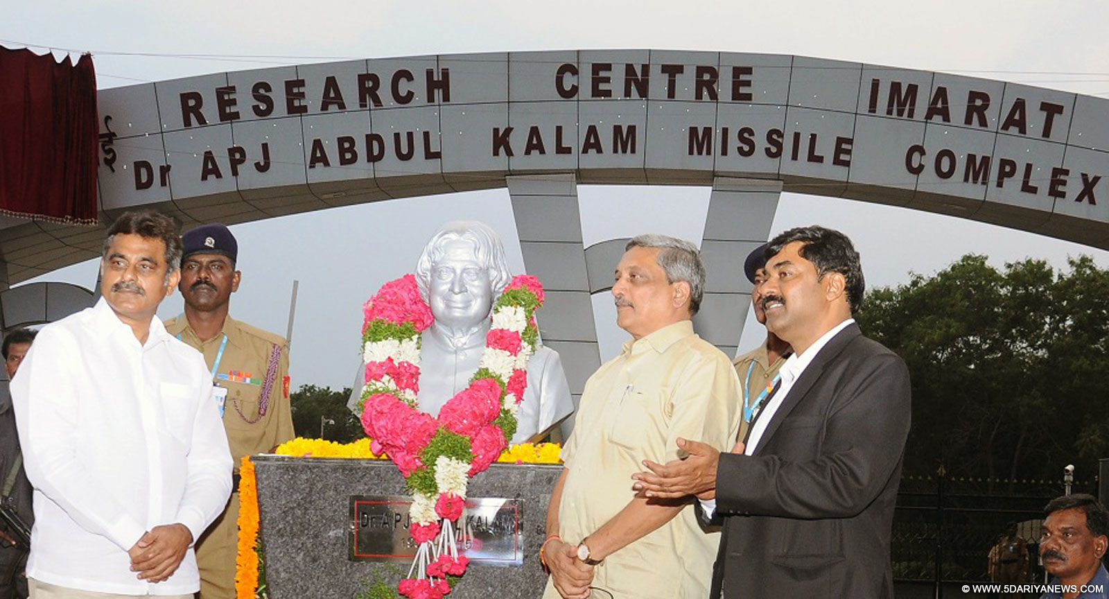 The Union Minister for Defence, Shri Manohar Parrikar renaming Missile Complex after Dr. A.P.J. Abdul Kalam, at Research Centre Imarat (RCI), Hyderabad on October 15, 2015. The MP of Chevella, Telangana State, Shri K. Vishweshwar Reddy, and the Scientific Adviser to Raksha Mantri, Dr. G. Satheesh Reddy are also seen.