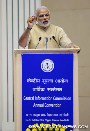 प्रधानमंत्री नरेन्‍द्र मोदी के केंद्रीय सूचना आयोग (सीआईसी) के 10वें वार्षिक सम्‍मेलन में उद्गार