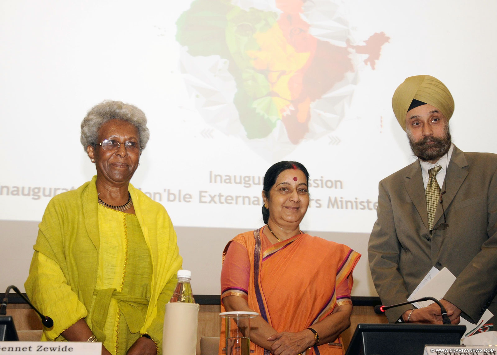 New Delhi: External Affairs Minister Sushma Swaraj and Ethiopian Ambassador Genet Zewdie (L) at the inauguration of the 3rd India Africa Editor