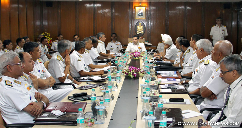 The Chief of Naval Staff, Admiral R.K. Dhowan addressing the Naval Commanders, at the bi-annual Naval Commanders’ Conference, in New Delhi on October 28, 2015.