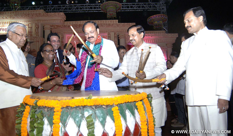 The Union Minister for Urban Development, Housing and Urban Poverty Alleviation and Parliamentary Affairs, Shri M. Venkaiah Naidu at the inauguration of the Rashtriya Sanskriti Mahotsav, in New Delhi on November 01, 2015. The Governor of Nagaland and Assam, Shri P.B. Acharya and the Minister of State for Culture (Independent Charge), Tourism (Independent Charge) and Civil Aviation, Dr. Mahesh Sharma are also seen.