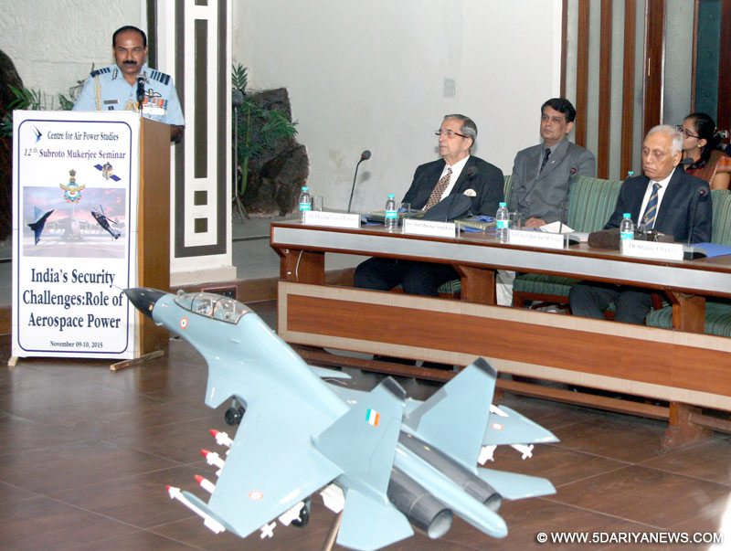 The Chief of the Air Staff, Air Chief Marshal Arup Raha addressing at the 12th Subroto Mukerjee Seminar on ‘India’s Security Challenges : Role of Aerospace Power’, in New Delhi on November 09, 2015.