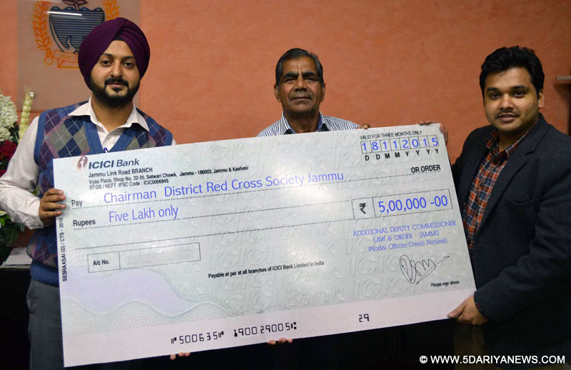 DC receives Rs. 5 Lakh cheque for Red Cross Society