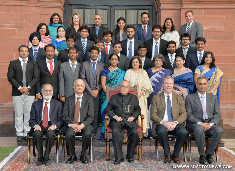 The President of India, Shri Pranab Mukherjee with the winners of 