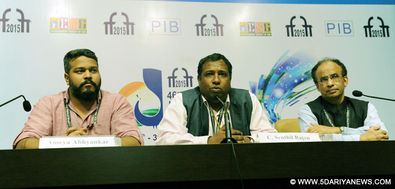 The Director, DFF, Shri C. Senthil Rajan addressing a press conference, at the 46th International Film Festival of India (IFFI-2015), in Panaji, Goa on November 25, 2015.