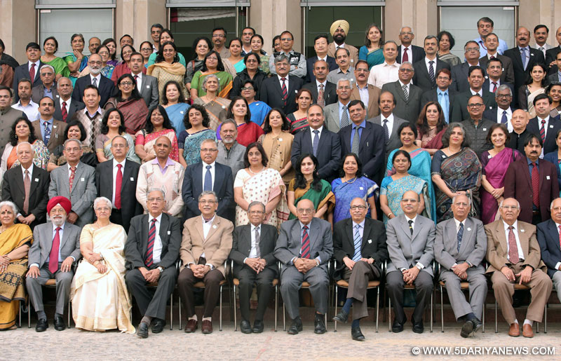 The Financial Commissioner, Railways, Shri Sanjoy Mookerjee in a group photograph with the present and retired IRAS officers, at the Indian Railway Accounts Service (IRAS) Day Celebrations, in New Delhi on November 28, 2015.