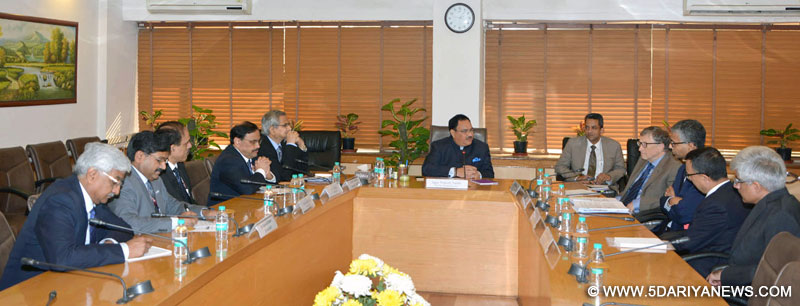 The Union Minister for Health & Family Welfare, Shri J.P. Nadda meeting the Co-Chair and Trustee, Bill and Melinda Gates Foundation (BMGF), Mr. Bill Gates, in New Delhi on December 04, 2015. The Secretary (Health and Family Welfare), Shri B.P. Sharma and other Senior Officers of the Ministry are also seen.