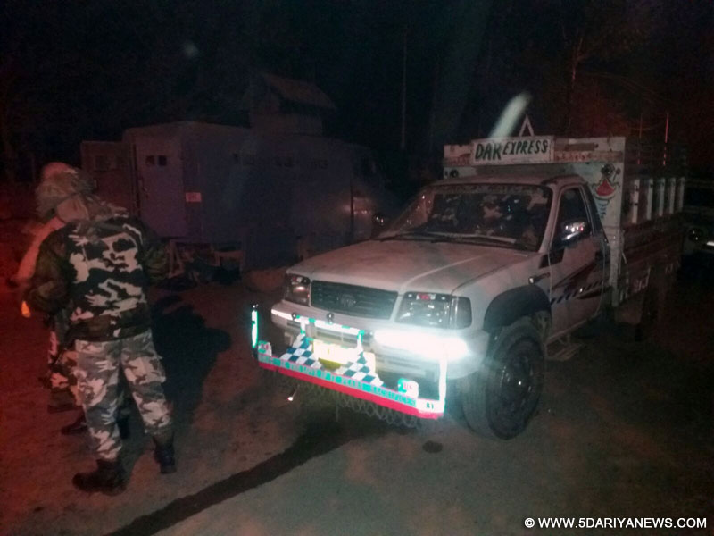 The vehicle that was being used by the alleged militants who were killed in an encounter with security personnel in Pampore of Jammu and Kashmir