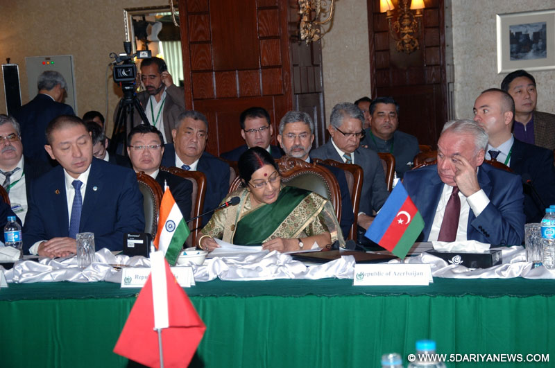 External Affairs Minister Sushma Swaraj addresses at the Heart of Asia Conference in Islamabad, Pakistan on Dec 9, 2015.