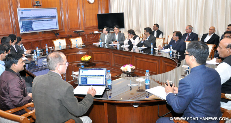 The Union Home Minister, Shri Rajnath Singh at the launch of the revamped website of the Ministry of Home Affairs on Foreign Contribution (Regulation) Act services, in New Delhi on December 14, 2015. The Minister of State for Home Affairs, Shri Kiren Rijiju and Senior Officers of MHA are also seen.