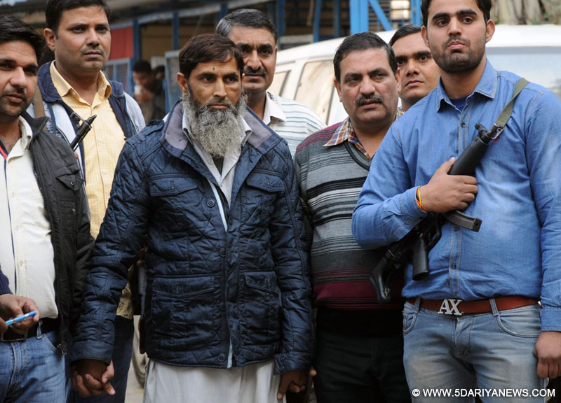 A suspected member of Al Qaeda arrested by the Delhi Police Special Cell at Delhi on Dec. 16, 2015.