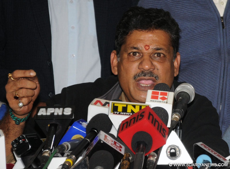 BJP MP and former cricketer Kirti Azad during a press conference regarding corruption in DDCA in New Delhi on Dec 20, 2015. 