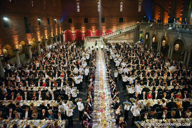 Overview of the Nobel Banquet at the Stockholm City Hall, on December 10.Copyright © Nobel Media AB 2015. 