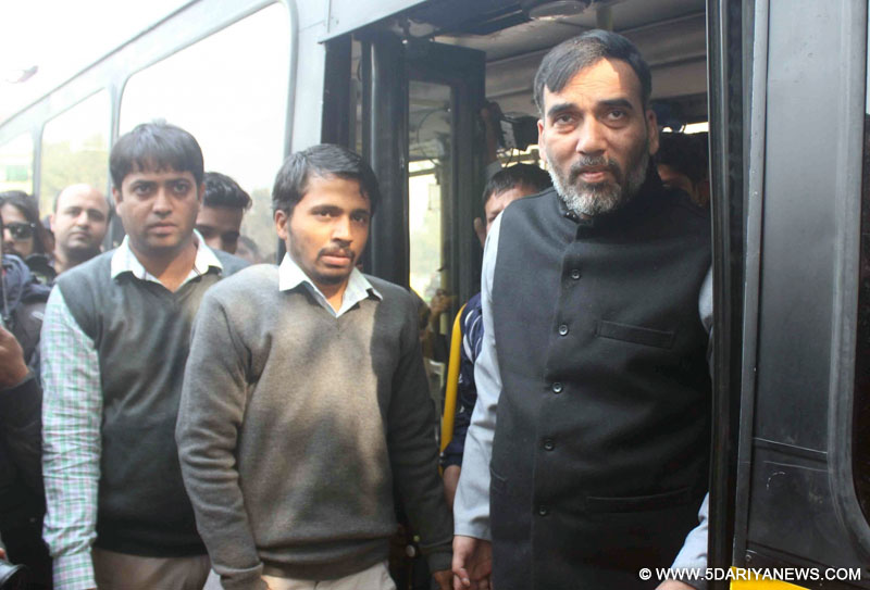 Delhi Transport Minister Gopal Rai takes a bus ride to asses the implementation of state government