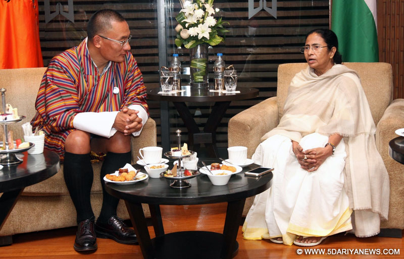 Bhutan Prime Minister Tshering Tobgay meets West Bengal Chief Minister Mamata Banerjee in Kolkata, on Jan 6, 2016