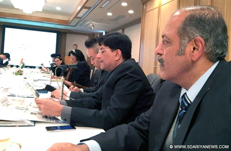 Piyush Goyal addressing the India-Japan round table conference on Smart Grids/Smart Meters, in Tokyo, Japan