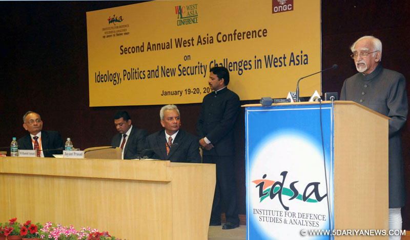 The Vice President, Shri M. Hamid Ansari delivering the keynote address at the 2nd West Asia Conference, at Institute for Defence Studies and Analyses, in New Delhi on January 19, 2016. 