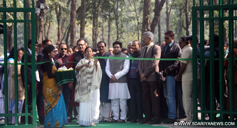 West Bengal Chief Minister Mamata Banerjee inaugurates the first phase of the state first Safari Park at Sauriya, near Siliguri on Jan 21, 2016. 
