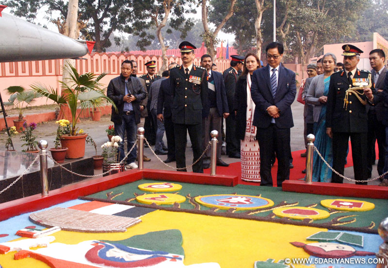 The Minister of State for Home Affairs, Shri Kiren Rijiju inspecting the ‘Flag Area’, at the DG NCC Republic Day Camp – 2016, in New Delhi on January 22, 2016. The DG: NCC, Lt. Gen. Aniruddha Chakravarty is also seen.