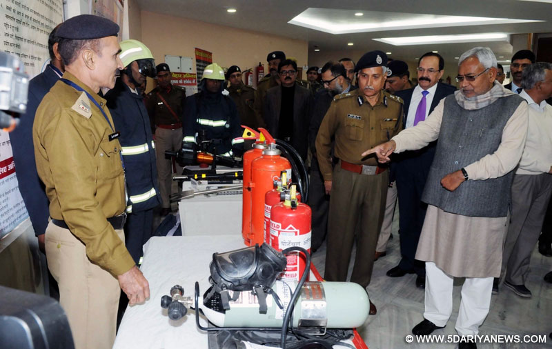 Bihar Chief Minister Nitish Kumar during a programme organised on fire safety products in Patna on Jan 23, 2016.