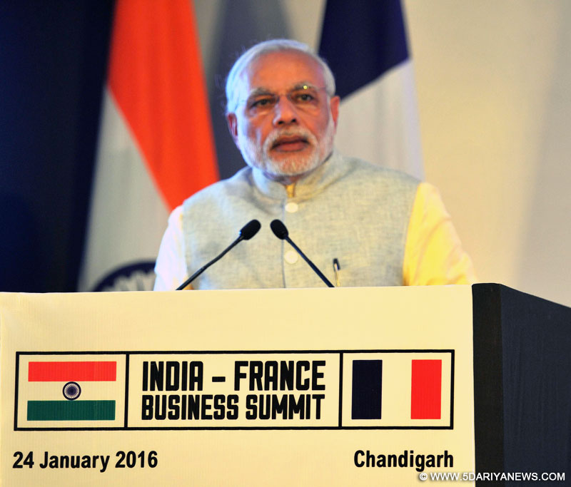 Narendra Modi addressing the India-France Business 