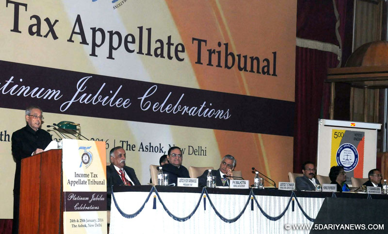Pranab Mukherjee addressing at the opening ceremony of the Two Day Platinum Jubilee Celebrations of Income Tax Appellate Tribunal, in New Delhi 