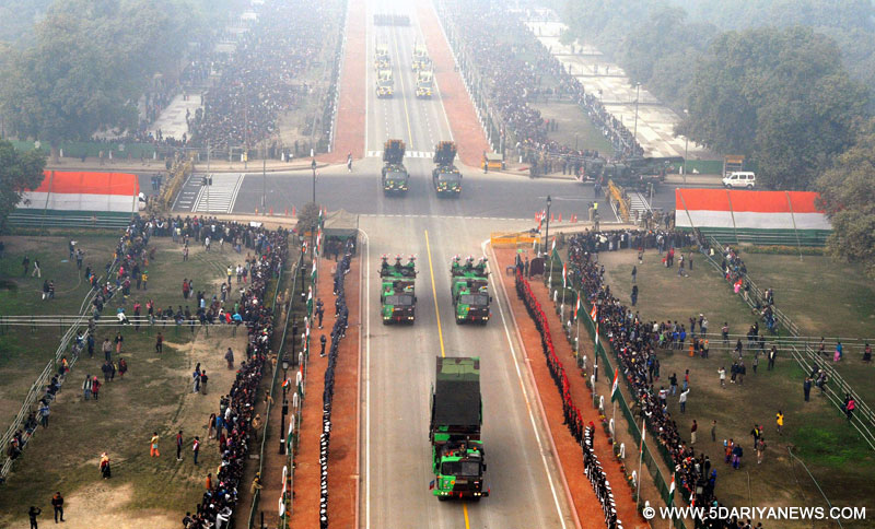 A bird’s eye view of Rajpath, on the occasion of the 67th Republic Day Parade 2016, in New Delhi on January 26, 2016.