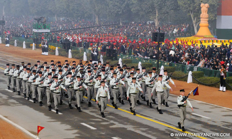 The French Army marching contingents passes through the Rajpath, on the occasion of the 67th Republic Day Parade 2016, in New Delhi on January 26, 2016.